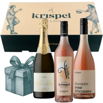 3er Rosé Paket vom Weingut Krispel vor der Geschenksbox.